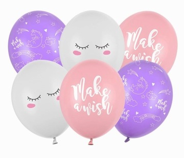 Balony urodzinowe JEDNOROŻEC kolorowe 30 cm 6 szt na urodziny dla dzieci