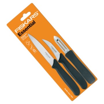 НАБОР ИЗ 2 НОЖЕЙ + СКРЕБОК FISKARS В БЛИСТЕРЕ + ТОЧИЛКА HIT