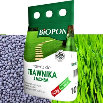 Długo działający NAWÓZ z żelazem DO TRAWY TRAWNIKA Z MCHEM 10kg 300m2