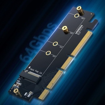 PCIE 4.0 x16 Адаптер для SSD M.2 NVME M-Key, для компьютера, Ugreen