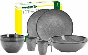 Zestaw obiadowy z melaminy Set tete-a-tete Cottery 8 pcs-Brunner Do kampera