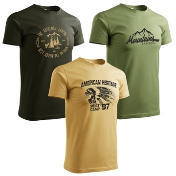 Koszulka męska zestaw 3szt. T-shirt komplet oryginalne kolory na co dzień