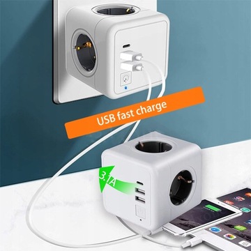 PowerCube Original USB Power Strip 4 серых 2 USB