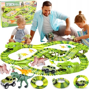 TOR WYŚCIGOWY MEGA ZESTAW XXL DINOZAUR DINO PARK AUTO PREZENT ŚWIĘTA 270 EL