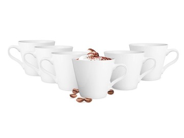 Filiżanki BIAŁE ceramiczne na kawę herbatę Maja 230ml 6 szt komplet