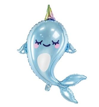 Balon foliowy Narwal niebieski 53x87 cm