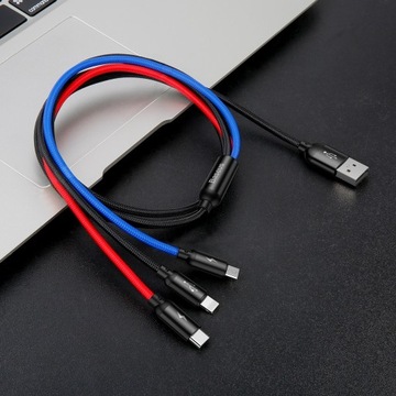 USB-кабель Baseus USB-C/Lightning/Micro 3,5 А, 0,3 м