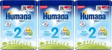 HUMANA 2 HMO MLEKO NASTĘPNE PO 6 MIESIĄCU 750G x3