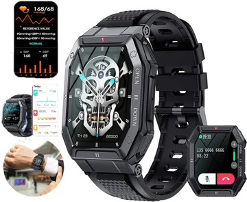 SMARTWATCH MĘSKI WOJSKOWY INTELIGENTNY ZEGAREK MIERNIK FITNESS TRACKER KROK WODOODPORNY