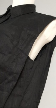 790. H&M długa koszula lniana bez rękawów czarna r 44-48