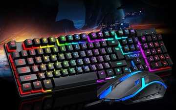 ИГРОВАЯ КЛАВИАТУРА + МЫШЬ С ПОДСВЕТКОЙ ИГРОВОЙ КОМПЛЕКТ SILENT RGB LED