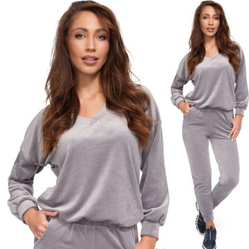 032_ XXL/44 _WELUROWA BLUZKA ,BLUZA W SEREK