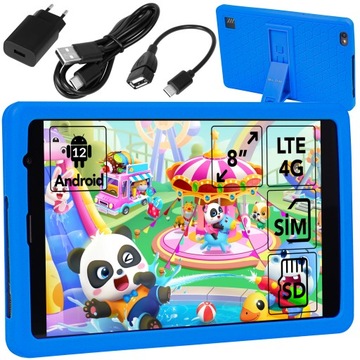 TABLET DLA DZIECI 8 CALI 4G LTE ANDROID ETUI EDUKACYJNY GRY ZABAWKI ZESTAW