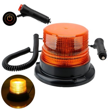 LED KOGUT LAMPA POMARAŃCZOWA BŁYSKOWA WŁĄCZNIK OSTRZEGAWCZA MAGNES 12 - 80V
