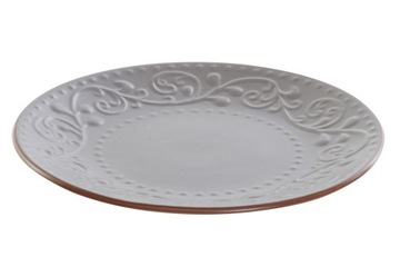 Talerz deserowy Exclusive Stoneware szary ozdobny talerzyk mały z dekorem