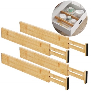 4x ОРГАНИЗАТОР ДЛЯ ЯЩИКА, РАЗДЕЛИТЕЛЬ, БАМБУКОВЫЕ ЧАСТИ