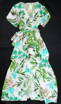 Włoska kopertowa sukienka plażowa liście JUNGLE U