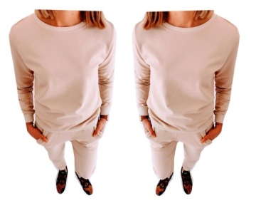 S01C BEŻOWY KLASYCZNY LEKKI KOMPLET DRESOWY M