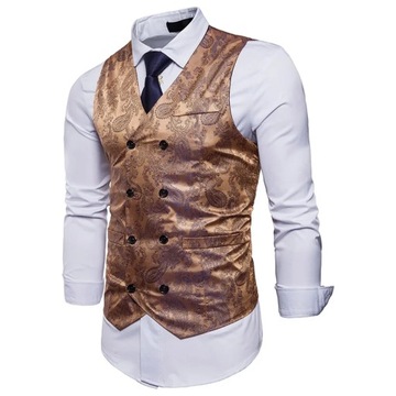 Mens Extra Silk Vest Party Wedding Paisley Solid
