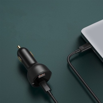 АВТОМОБИЛЬНОЕ ЗАРЯДНОЕ УСТРОЙСТВО BASEUS 1X USB-A 1X USB-C СВЕТОДИОДНЫЙ ДИСПЛЕЙ PD QC 100 Вт