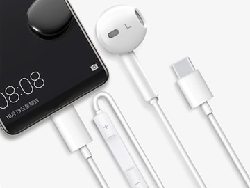 Проводные наушники для Huawei CM33 USB-C Type C микрофон + пульт ДУ, белые