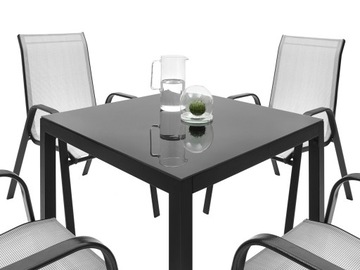 САДОВЫЙ КОМПЛЕКТ СТЕКЛЯННЫЙ СТОЛИК 4K САДОВАЯ МЕБЕЛЬ