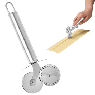 PODWÓJNE RADEŁKO DO CIASTA PIZZY KARBOWANE MAKARON