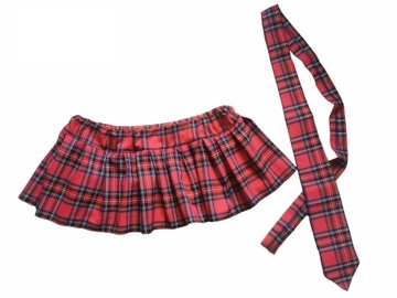 MINI SPÓDNICZKA PLISOWANA ZAKLADKI W Kratę XS-34 + KRAWAT