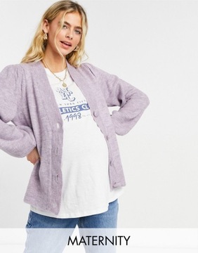 PIECES MATERNITY SWETER KARDIGAN FIOLETOWY XS 1UFP