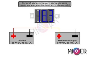 Мини-вольтметр, светодиодный индикатор 0–100 В постоянного тока, синий