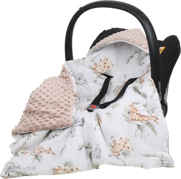BABYMAM KOCYK MINKY DO FOTELIKA NOSIDEŁKA OTULACZ CIEPŁY Z KAPTURKIEM