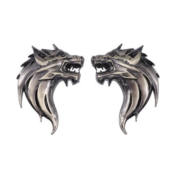 2 sztuk 3D metalowa głowa wilka samochód boczny