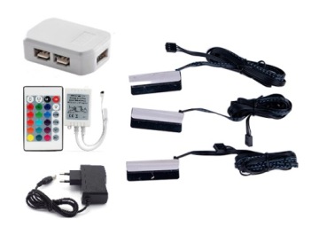 3 KLIPSY PODŚWIETLENIE LED RGB MEBLI PÓŁEK SZYB