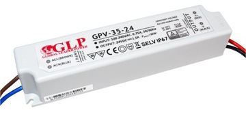 WODOODPORNY ZASILACZ 24V 36W 1.5A DO TAŚM LED HERMETYCZNY TRANSFORMATOR GLP