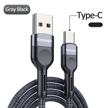 Black 4m Usb Type C Cable 3a Fast Charging Fo