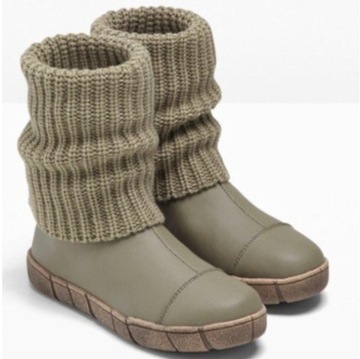 Buty Kozaki Bonprix oliwkowe damskie zimowe