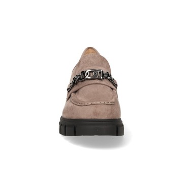 ЛОФЕРЫ ЖЕНСКИЕ VINCEZA, БЕЖЕВЫЕ ЗАМШЕВЫЕ ТУФЛИ НА КАБЛУКЕ R 39