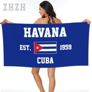 Подробнее Дизайнерское банное полотенце с эмблемой флага Кубы Быстросохнущее