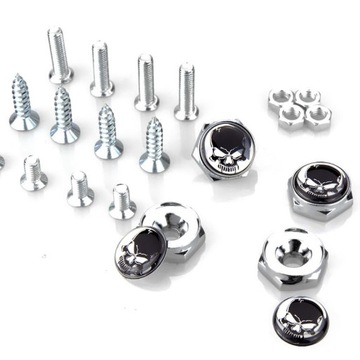 ŚRUBY X 4 DO TABLICY REJESTRACYJNEJ CHROM CZASZKA