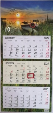 Календарь 2025, трехчастный, плоская головка, MIX