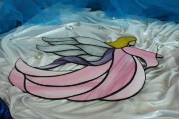 Витражный ангел Tiffany Kal розового цвета, для подвешивания