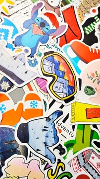 WLEPY STICKER BOMB NAKLEJKI MIX ZIMA 50szt