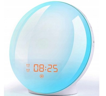 Radiobudzik Zegar Lampka Led RBG 7 dźwięków Radio FM USB 5V