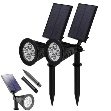 2 szt REFLEKTOR ogrodowy WBIJANY szpikulec 4 LED SOLARNY 2in1 Ciepłe białe