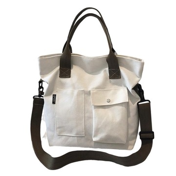 Durable Canvas Tote Bag Large Size with Pockets