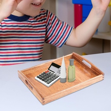 Деревянный поднос в деревенском стиле с 2 ручками для хранения в кладовке.