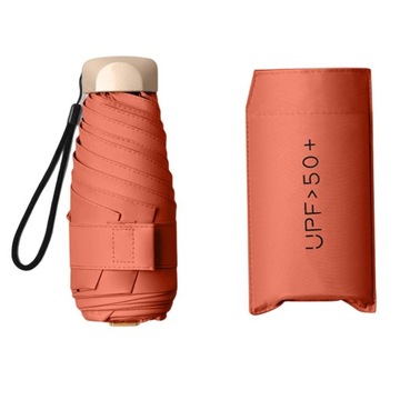 Compact Rain Cover Travel Sunshade Umbrella Orange