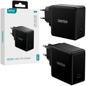 Szybka ładowarka sieciowa USB-C CHOETECH PD 60W