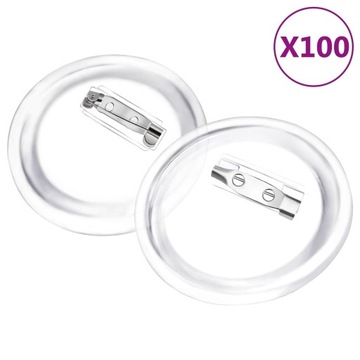PRZYPINKI Z ZAPIĘCIAMI 100 SZT. AKRYL 58MM