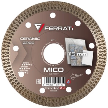 FERRATI MICO 115 x 22,23 mm - Tarcza diamentowa do cięcia gresu i ceramiki